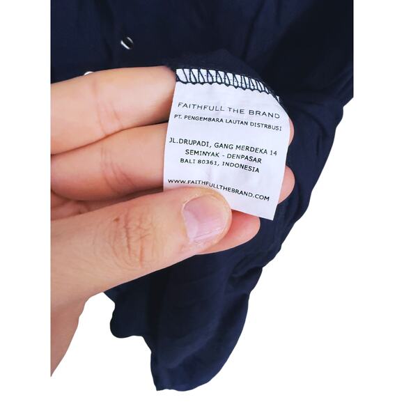 Tuckernuck Faithfull The Brand Navy Lace-Up Midi Dress 2 Boho Western Academia - Picture 6 of 8